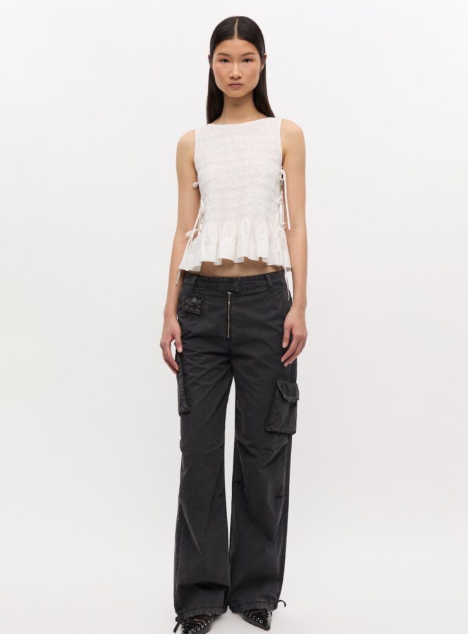 Pantalones de sarga lavada negra GANNI