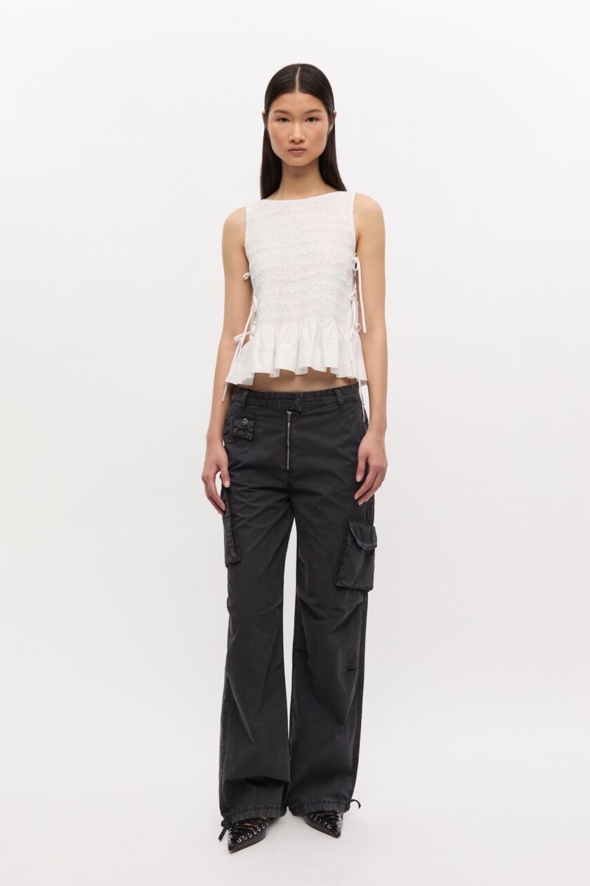 Pantalones de sarga lavada negra GANNI - Imagen 3