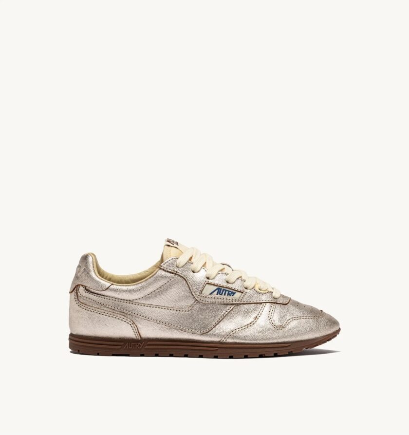 Zapatillas Windspin de piel laminada platino Autry