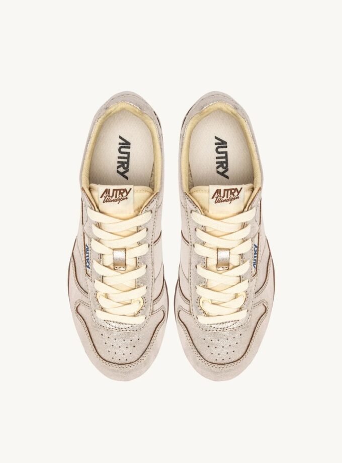 Zapatillas Windspin de piel laminada platino Autry