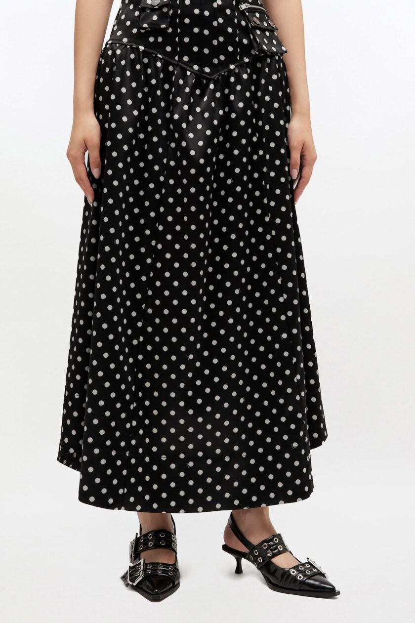 Polka-Dot Satin Corset Skirt GANNI