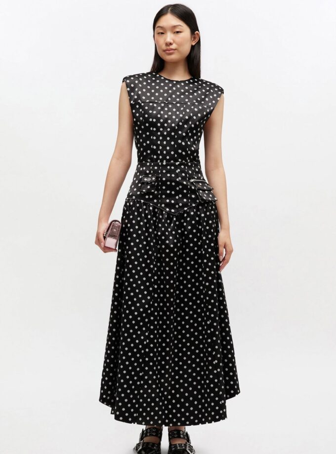 Polka-Dot Satin Corset Skirt GANNI