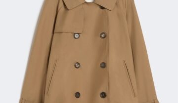 Max Mara The Cube
Gabardina corta de sarga impermeable – Marron