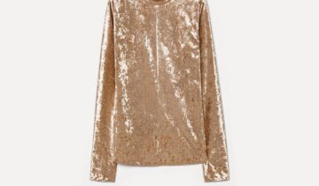 Jersey de cuello alto elástico en terciopelo brillante FORTE-FORTE