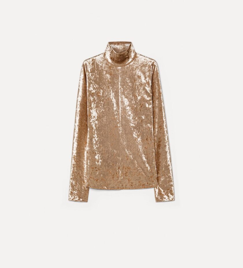 Jersey de cuello alto elástico en terciopelo brillante FORTE-FORTE