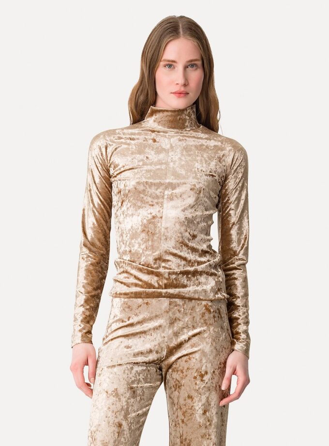 Jersey de cuello alto elástico en terciopelo brillante FORTE-FORTE