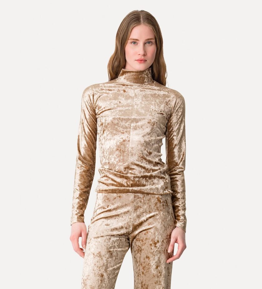 Jersey de cuello alto elástico en terciopelo brillante FORTE-FORTE - Imagen 2