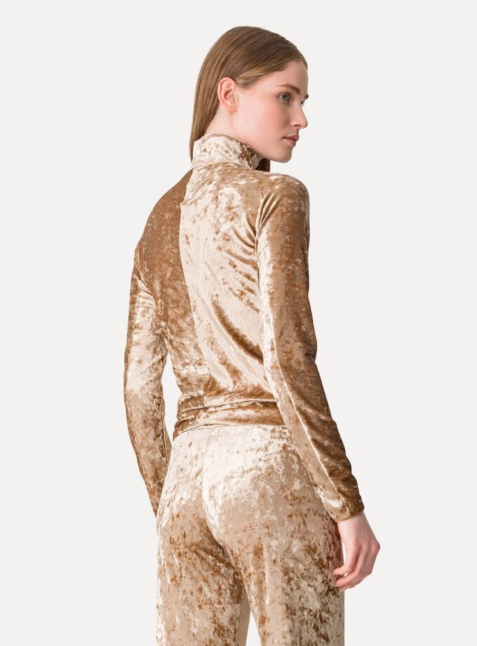 Jersey de cuello alto elástico en terciopelo brillante FORTE-FORTE