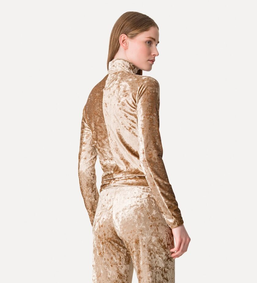 Jersey de cuello alto elástico en terciopelo brillante FORTE-FORTE - Imagen 3