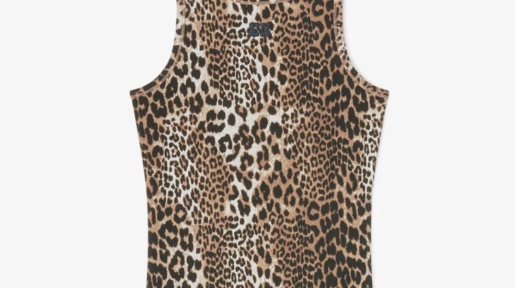 Leopard Rib Tank Top GANNI