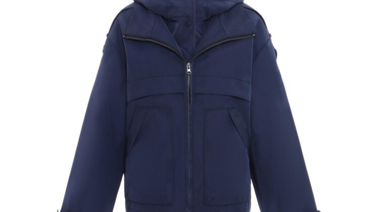 Parka corta con capucha desmontable en azul marino URBANCODE