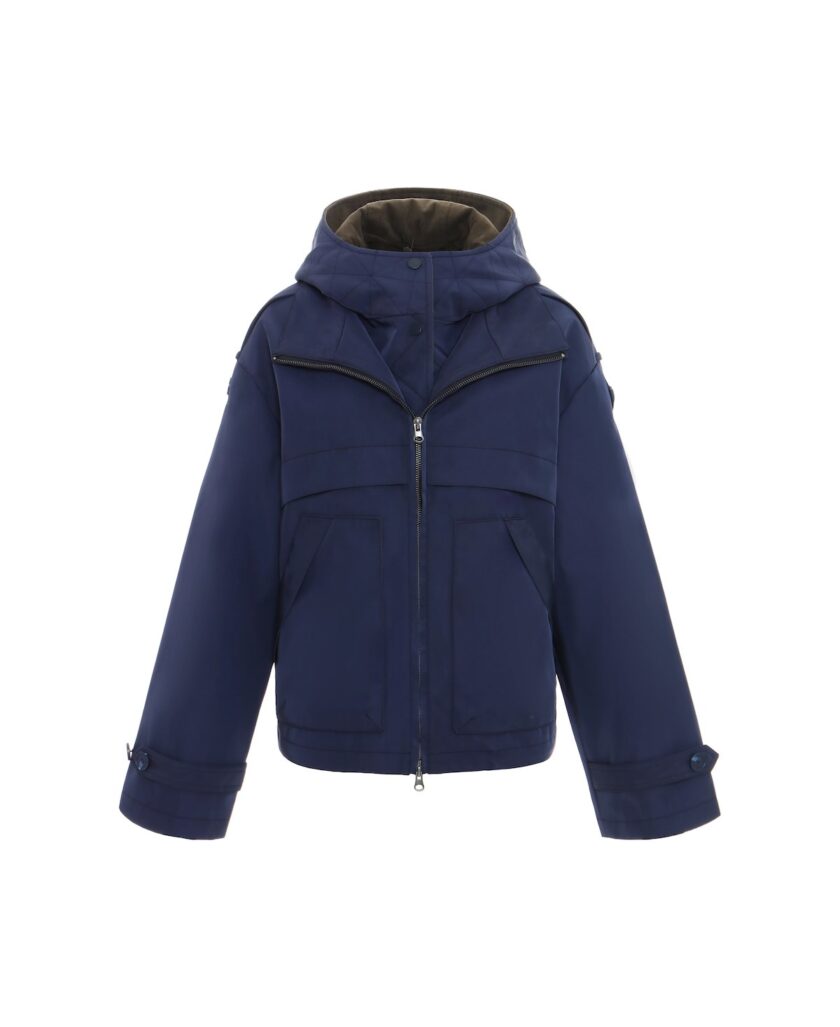 Parka corta con capucha desmontable en azul marino URBANCODE