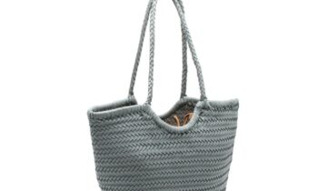 BOLSO TRENZADO COLOR VERDE AZULADO PS