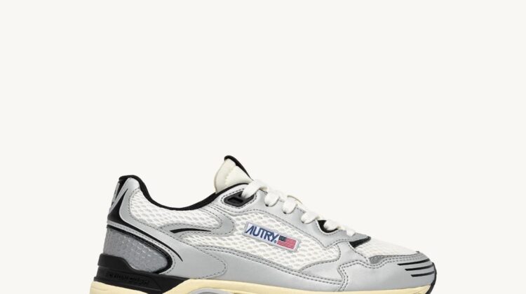 ZAPATILLAS HYPERWAY DE PIEL SINTÉTICA Y MALLA BLANCO, PLATA Y NEGRO Autry