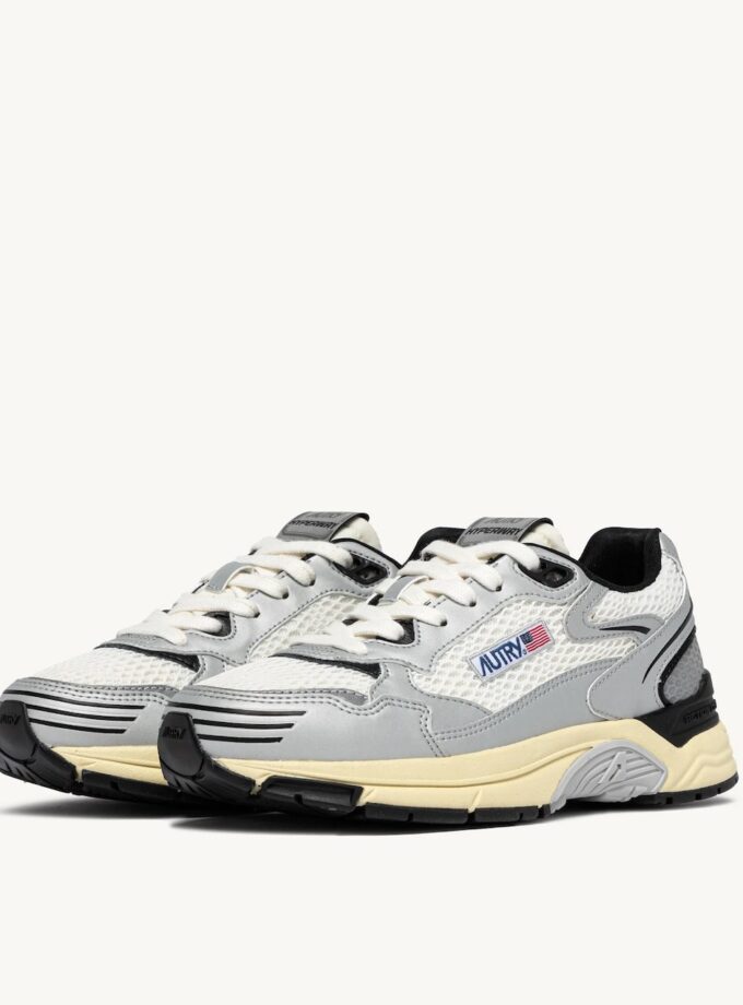 ZAPATILLAS HYPERWAY DE PIEL SINTÉTICA Y MALLA BLANCO, PLATA Y NEGRO Autry