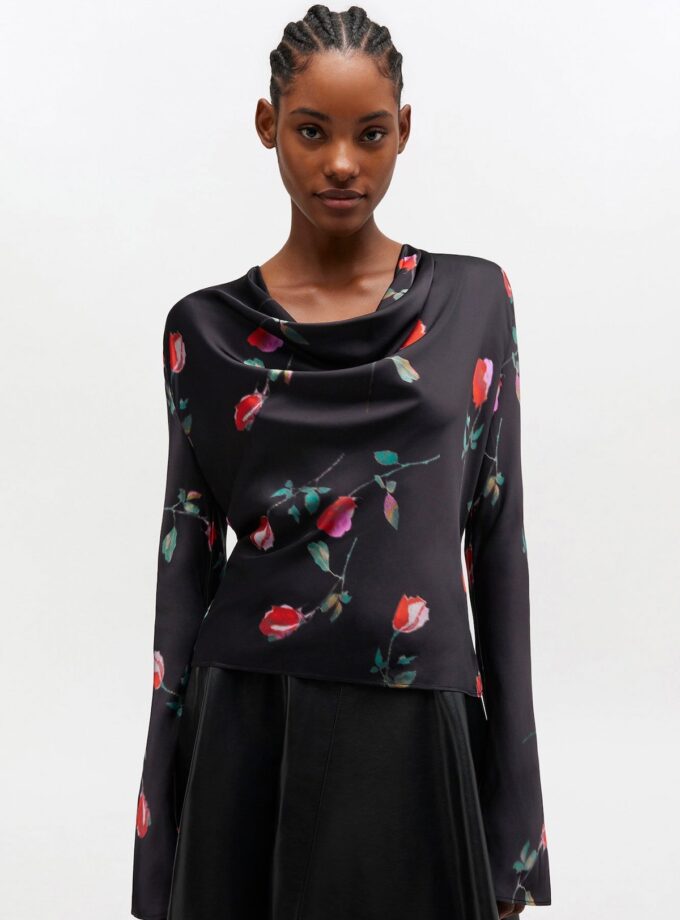 BLUSA DE SATÉN ESTAMPADA GANNI