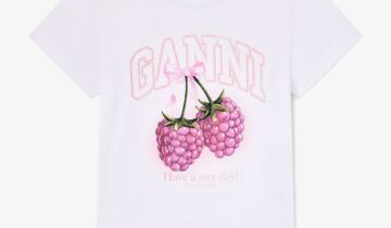 Baby Fit T-shirt with Raspberry GANNI