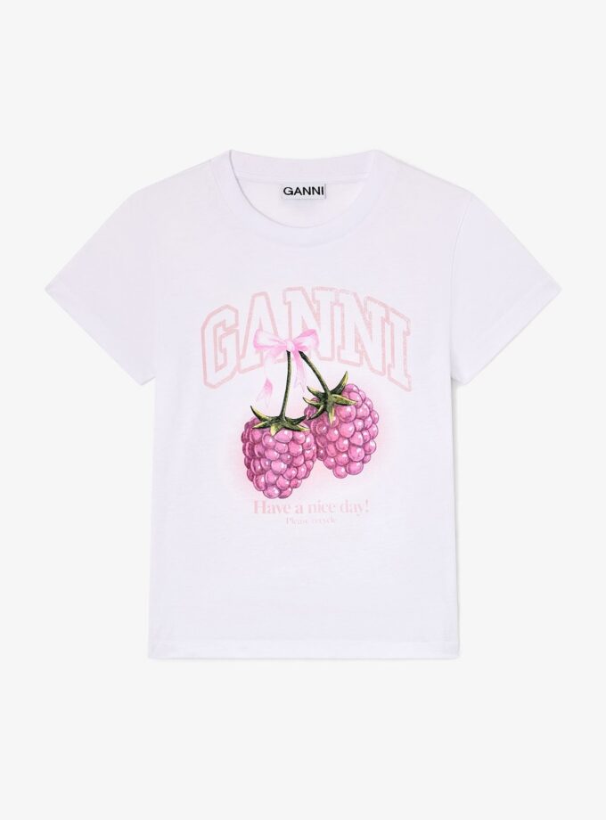 Baby Fit T-shirt with Raspberry GANNI