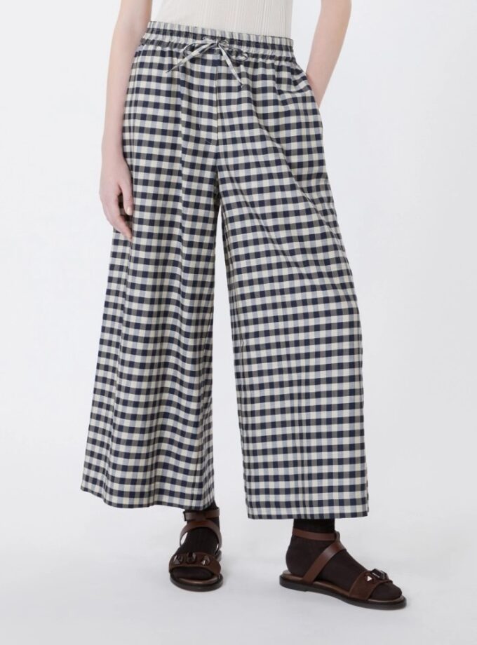 Pantalón de batavia de algodón y ramio - Azul WEEKEND MAX MARA