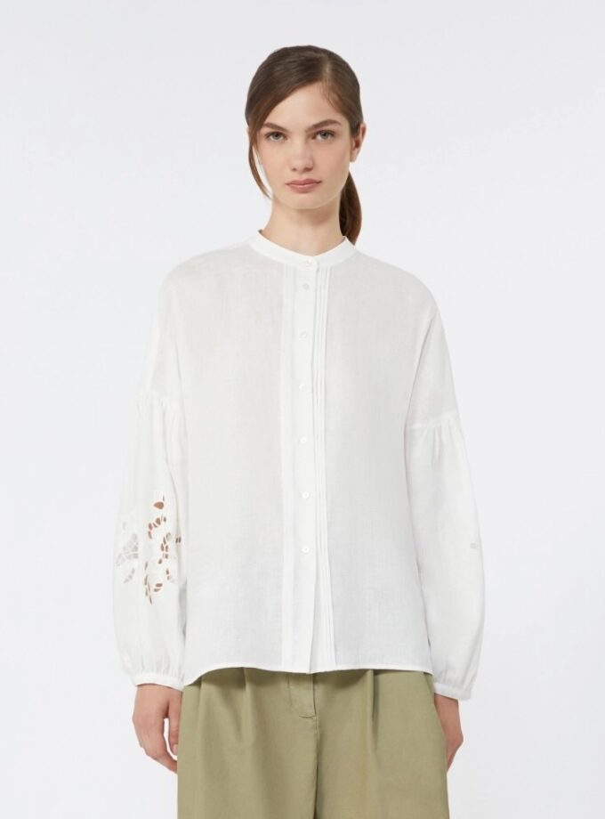 Camisa con cuello mao en tela de lino - Blanco WEEKEND MAX MARA
