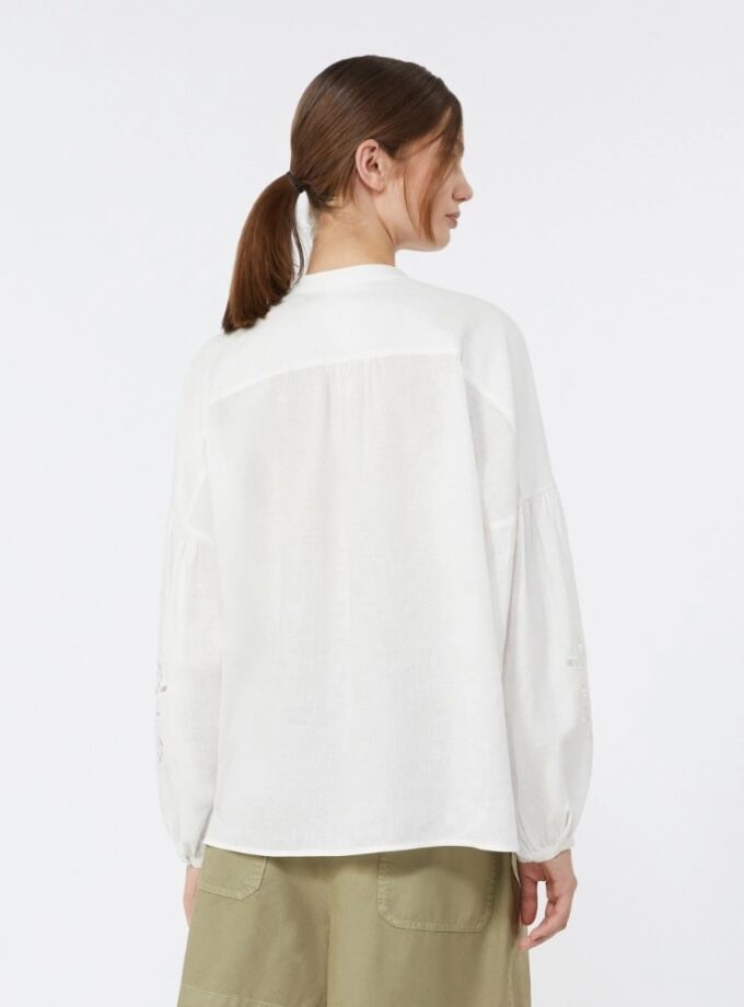 Camisa con cuello mao en tela de lino - Blanco WEEKEND MAX MARA