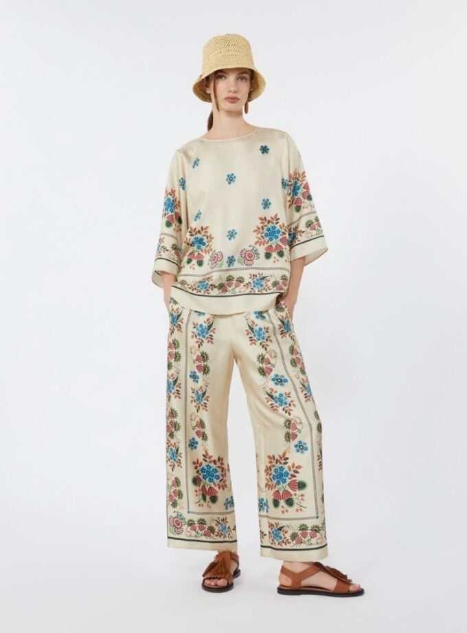 Pantalón en sarga de seda estampada - Marfil WEEKEND MAX MARA