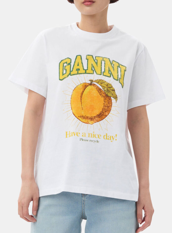 Camiseta relajada color melocotón GANNI