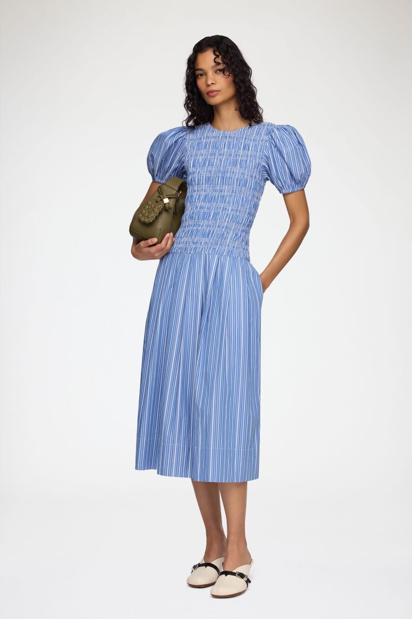 Vestido de algodón fruncido GANNI - Imagen 2