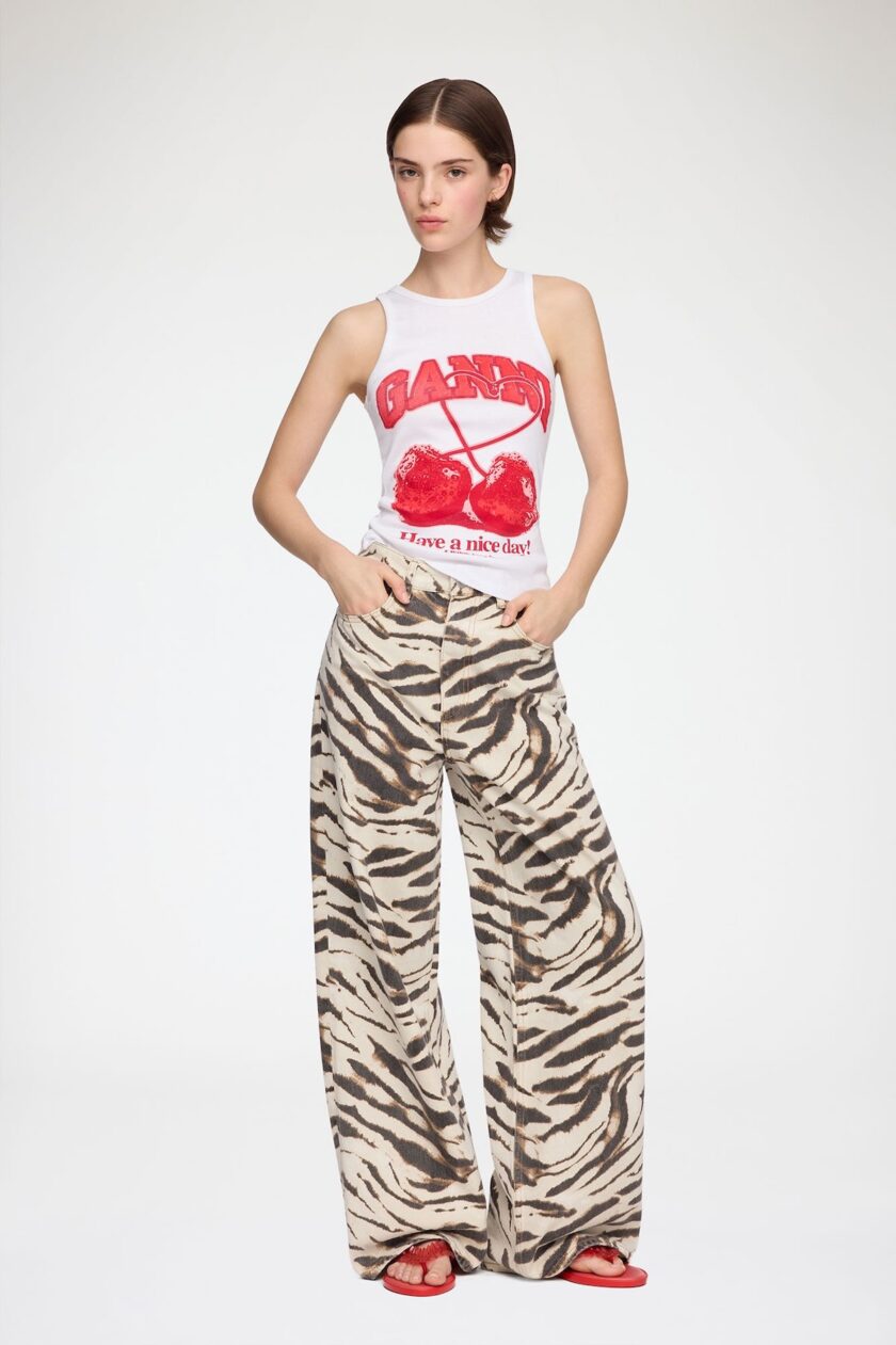Pantalones vaqueros anchos Lari en denim de cebra GANNI - Imagen 3